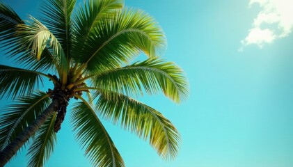 Palm fronds swaying gently in the hurricane wind, palm tree, wind, tropical