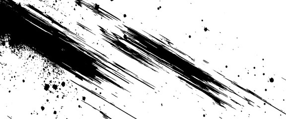 Vector black spots, splashes and dotted paint brush grunge texture rough black.	