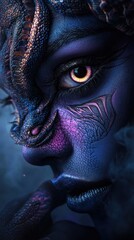 Enigmatic Fantasy Portrait of a Dragon-Inspired Woman's Face