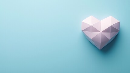 Geometric Paper Heart on Light Blue Background
