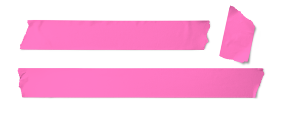 いろいろな長さに切られた、ピンク色のテープのテクスチャー