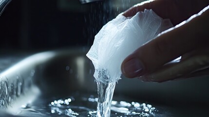 A clean faucet, the result of using vinegar-soaked tissue paper to remove stains.