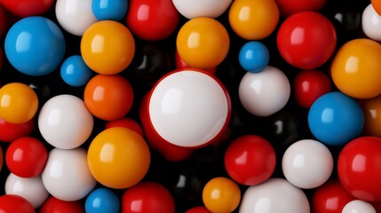 Colorful Candy Chaos: An explosion of vibrant gumballs in a stunning display of color and texture, a tempting treat for the eyes. 