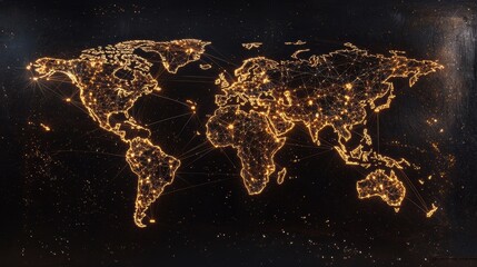 Obraz premium Abstract Global Connectivity Depiction with Glowing Network Lights