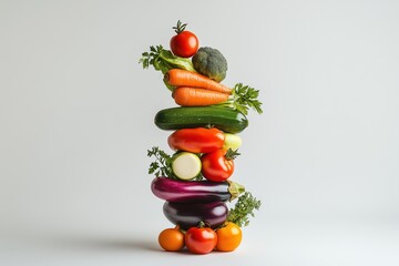 tower made of ripe organic vegetables