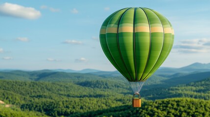Obraz premium Pixel Art Hot Air Balloon Over Lush Green Mountains