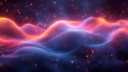 Mesmerizing abstract waves with glowing particles in vivid colors