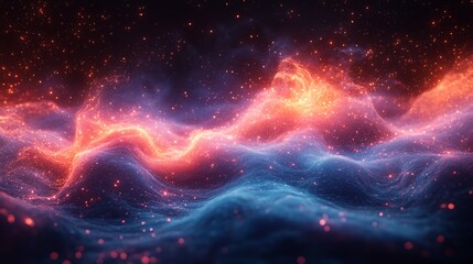 Obraz premium Vibrant cosmic waves of colorful nebula in space