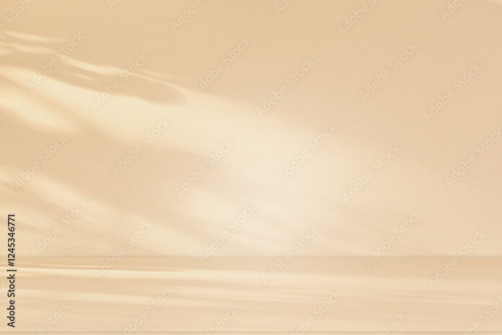 Aufkleber wall interior background, studio and backdrops show products. with leaf shadow from window color bei