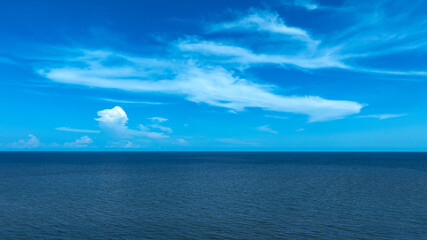 Nature of the beach and sea Summer with sunshine, sandy beaches, clear blue waters sparkling against the blue sky. On an island with good ecology and environment Background for summer vacation