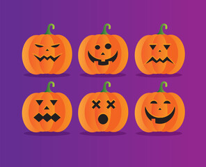 Halloween Pumpkins collections emoticon Illustration