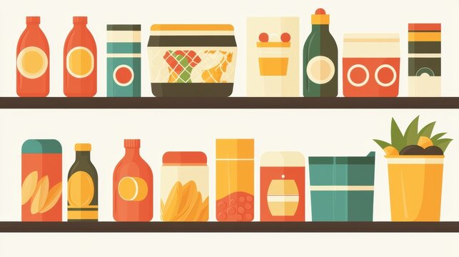 Colorful Abstract Design of Clean Shopping Aisle with Products