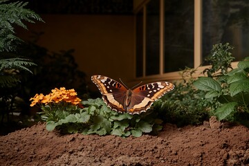 Stunning Butterfly on a Flower-filled Garden