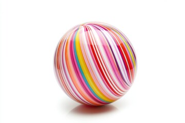Fototapeta premium Colorful Striped Ball on White Background