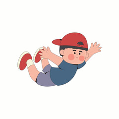 Happy Kid Jumping Cartoon Illustration