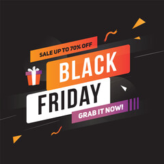 Black friday sale banner layout black background design
