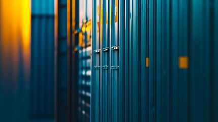 Obraz premium Close-up of a stack of shipping containers symbolizing international trade and tariffs, global logistics, supply chain management, and economic exchange concepts