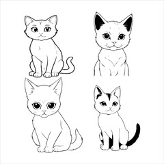 A Vector Adorable Cute Cat Illustrations