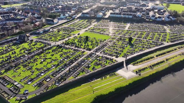 Aerial view of Ballymena Cemetery Co Antrim Northern Ireland