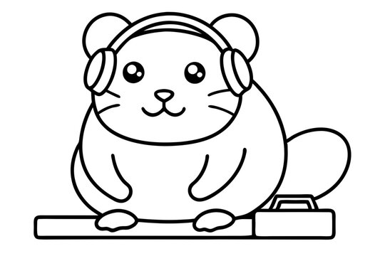 recommend clip art:  cute hamster gamer line art vector design