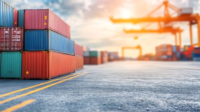 Close-up of a stack of shipping containers symbolizing international trade and tariffs, global logistics, supply chain management, and economic exchange concepts