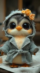 Fototapeta premium Playful Penguin Decorates Bathroom with Charm and Flair, Adding Whimsical Fluff to Your Daily Routine