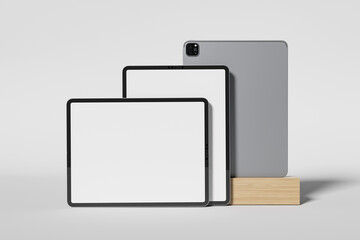 Tablet with blank white screen for mockup - 3D Illustration
