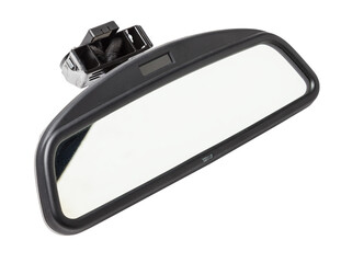 Close-up on a rear view mirror from a sedan for repair and replacement after an accident in a workshop. Auto service industry. Spare parts catalog.