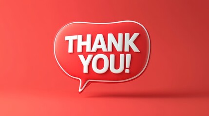 Thank you speech bubble design on vibrant red background