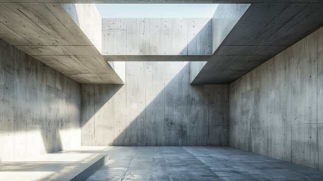 Abstract empty, modern concrete room with skylight from ceiling wall. - Powered by Adobe