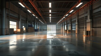Modern and large industrial warehouse.