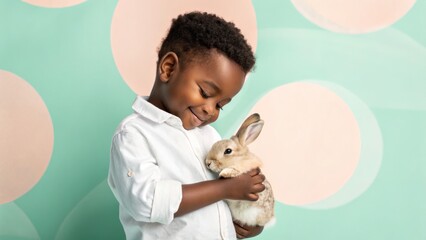 African-American dark skinned kids in festive Easter aesthetic, AI generated