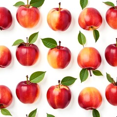 Seamless pattern featuring hand drawn watercolor apples on a white background