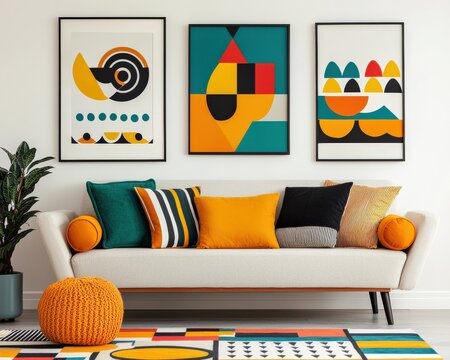 Living room styling tips using blank wall frames.