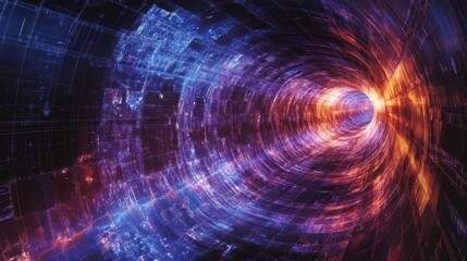Obraz premium Futuristic energetic abstract light tunnel with vivid colors and dynamic motion