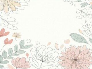 Minimalistic Floral Background with White Background and Soft Pastel Flowers for Phone and Desktop Wallpaper