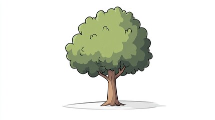 Cartoon tree illustration, nature, white background, children's book