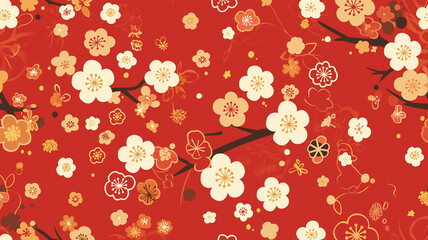 和風梅の花柄｜春の訪れを感じる伝統的なデザイ