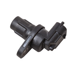 Electromagnetic crankshaft position sensor of a car engine in the hands of an auto mechanic. Spare parts catalog.
