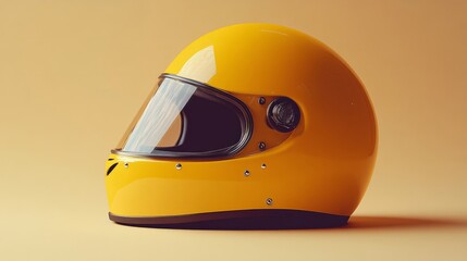 A lightweight yellow worker's helmet with modern contours, pastel turquoise gradient background
