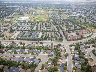 Aerial Drone View of Lakeridge Neighborhood in Saskatoon, Saskatchewan