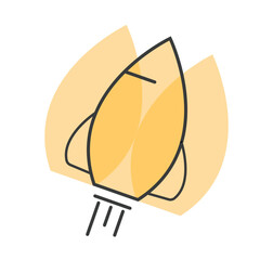 Flat vector of a rocket symbolizing financial growth, investment success, and upward market trends.