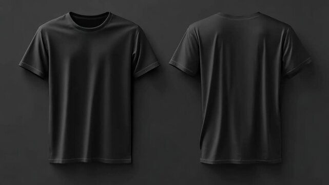 Black T-shirts front and back view.