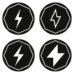 silhouette vector of lightning icon set 