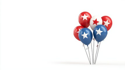 Patriotic Balloons with Stars on White Background