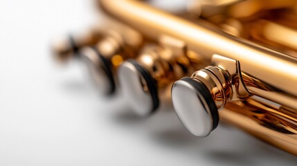 Fototapeta premium Close-up of a Golden Trumpet's Valves: A Detailed Look at Musical Instrument