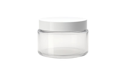 Empty Glass Jar with White Lid for Cosmetic Products
