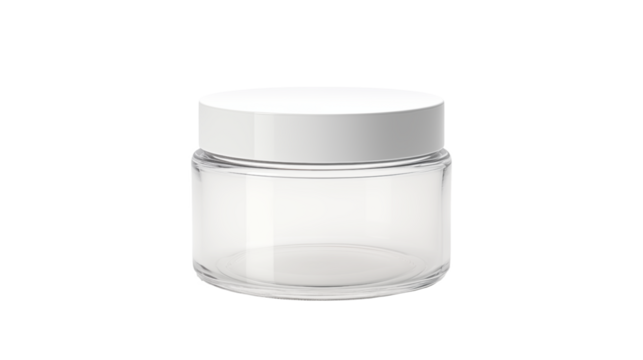 Empty Glass Jar with White Lid for Cosmetic Products - Powered by Adobe