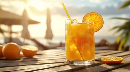 Orange beach drink sunset relaxation