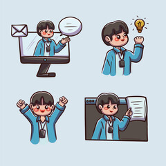 Business Character with Ideas and Communication